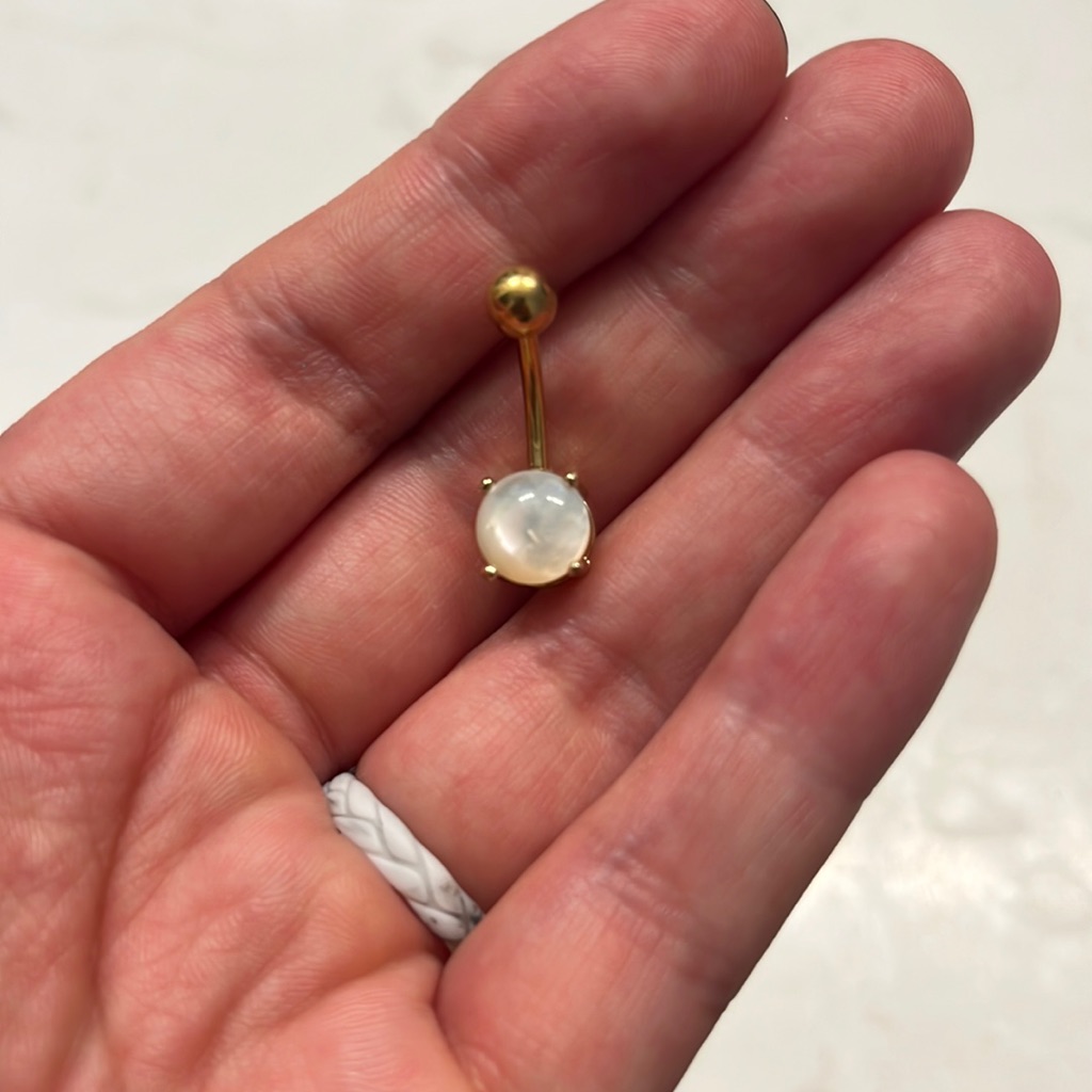 GoldMoonstone Belly Ring